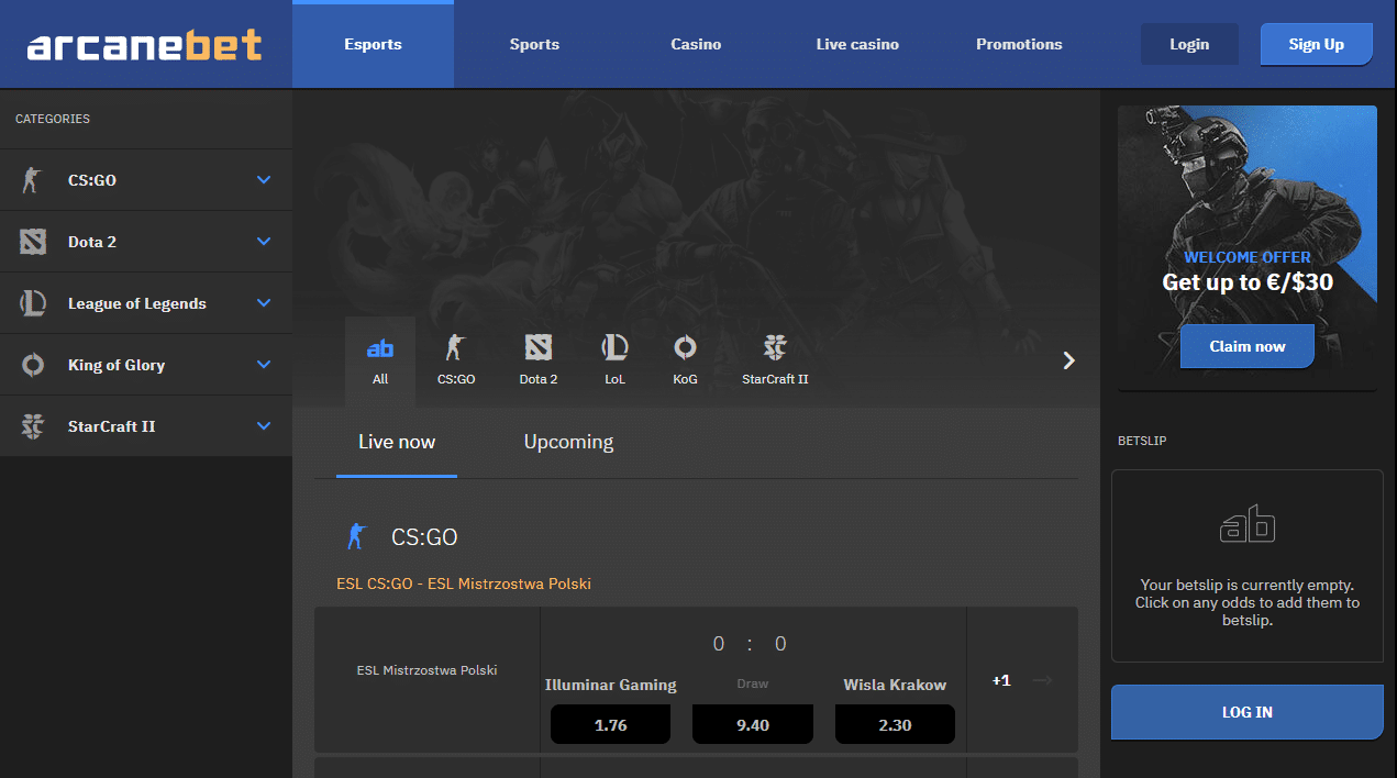 2020 10 26 19 03 54 arcanebet Esports Betting Odds for CSGO Dota 2 LoL