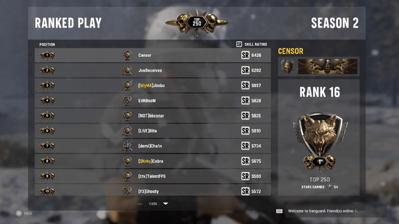 First place for ‚Censor‘ in Call of Duty Ranked Play