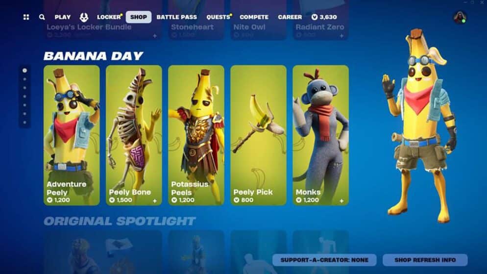 Fortnite: Peely Skins Released for National Banana Day