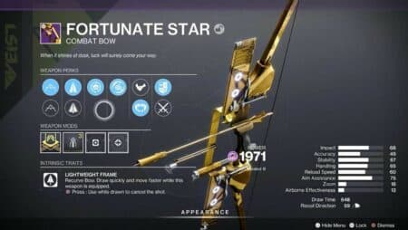 Destiny 2 Fortunate Star God Roll Bow