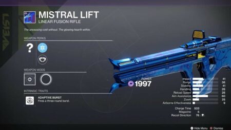Destiny 2: Mistral Lift God Roll Guide