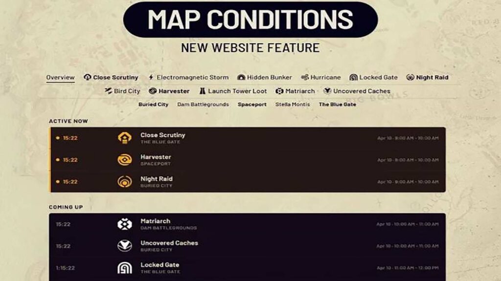 Arc Raiders Map Conditions Tracker - esportbetting.net