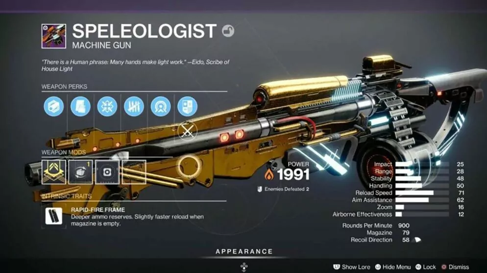 Destiny 2: Speleologist God Roll