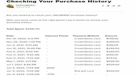 Check Valorant Spending History