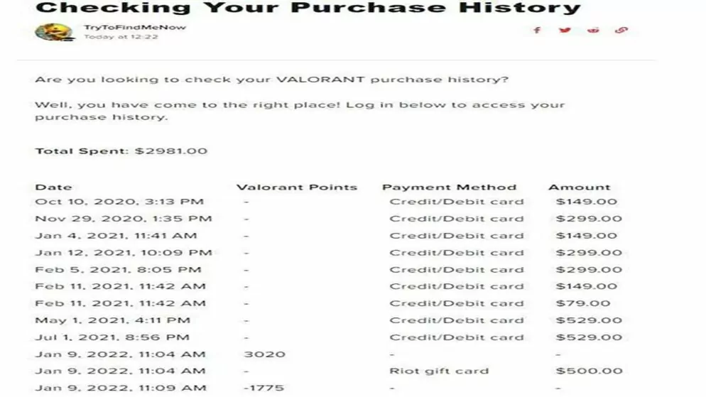 Check Valorant Spending History